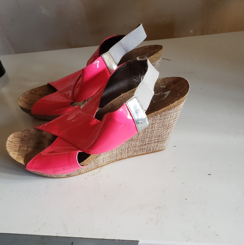 DkNY wedge pink sandals.